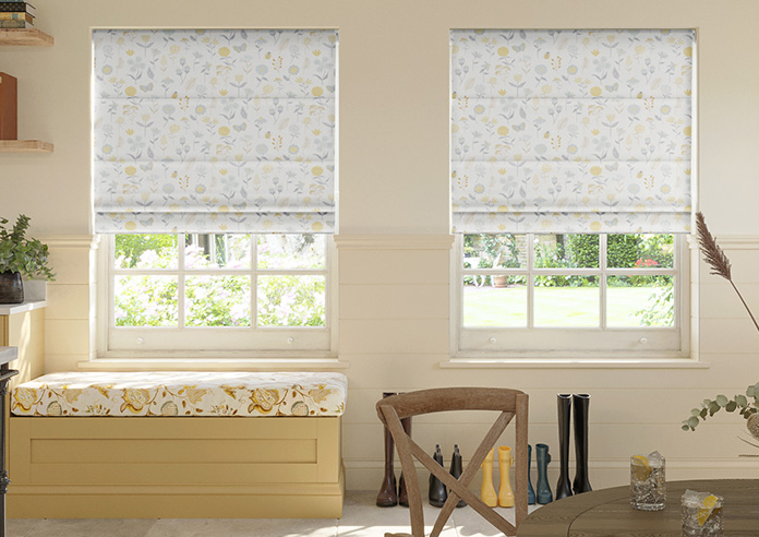 Floral Whimsy, Burnt Yellow - Roman Blind - Image 3